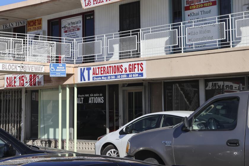 SAN DIEGO, CA - DECEMBER 03: This is the store front for KT Alterations at 4776 El Cajon Blvd. #102, that was shut down as an illegal gambling site at a strip mall on Thursday, Dec. 3, 2020 in San Diego, CA. (Eduardo Contreras / The San Diego Union-Tribune)