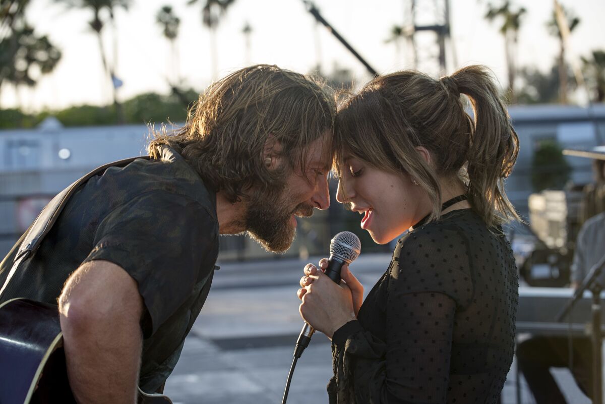 Bradley Cooper and Lady Gaga from a scene in A Star is Born.
