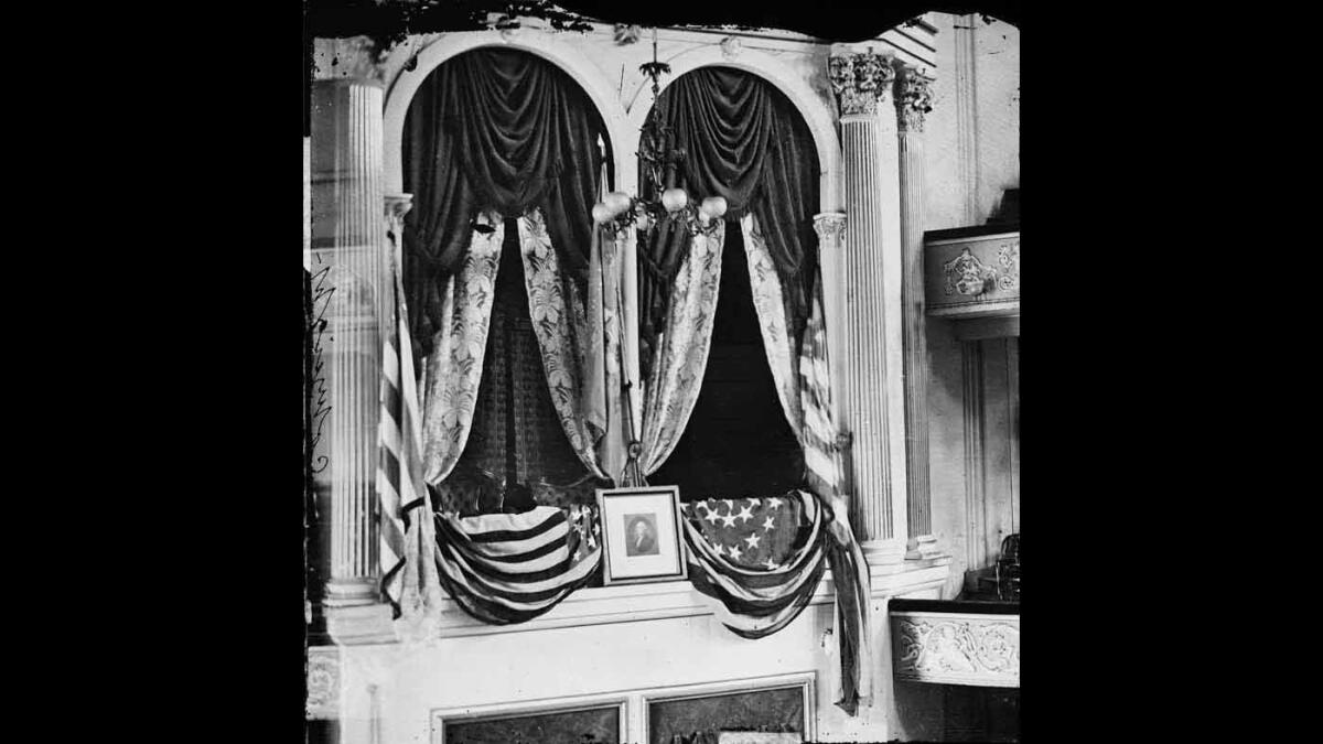 This April 1865 photo shows President Abraham Lincoln's box at Ford's Theatre, the site of his assassination.