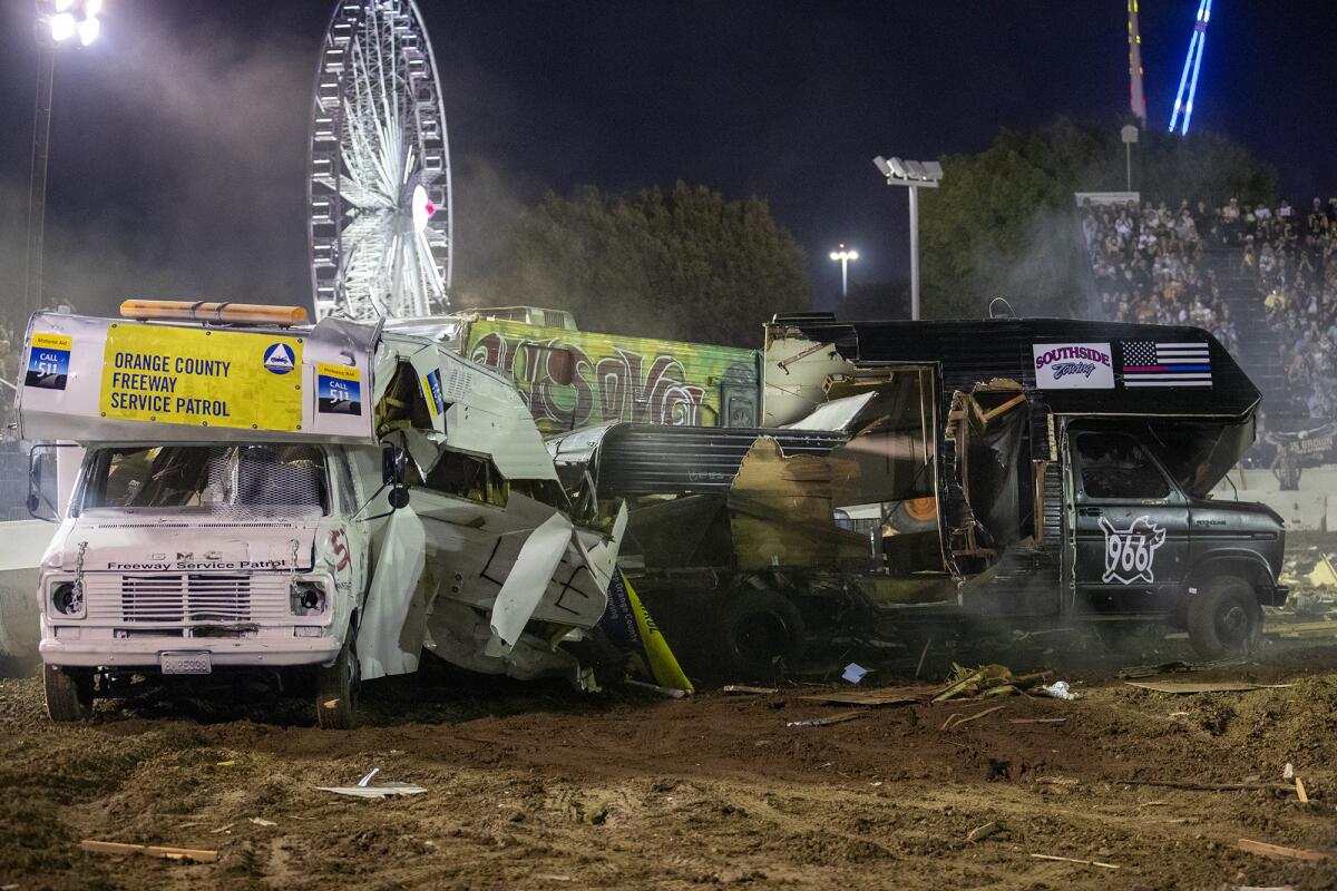 Orange County public safety crews during the Motorhome Madness demolition derby.