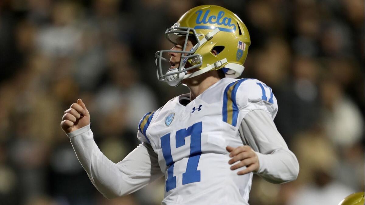 UCLA's J.J. Molson has made all four of his field goals and all eight of his extra-point attempts this season.
