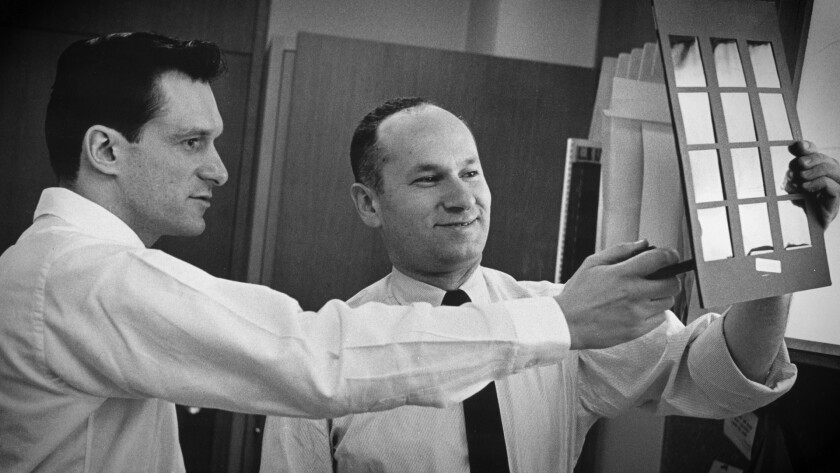 Hugh Hefner, left, and Art Paul in a photograph from the documentary 'Art Paul of Playboy: The Man Behind the Bunny'