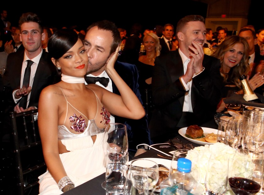 Singer Rihanna, shown with designer Tom Ford at an October gala, wants Puma to be more like her.