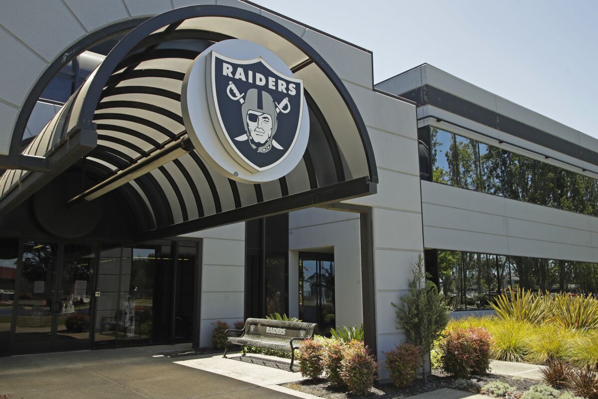The Raiders training facility is seen on Tuesday, June 23, 2020, in Alameda, Calif. 