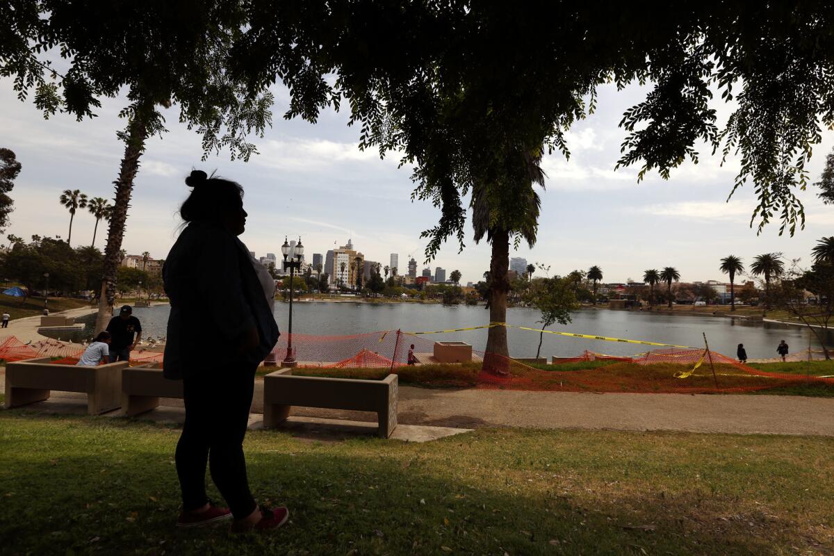 Maria Garcia, 18, looks out over MacArthur Park where she used to visit when she went to school in the area. Garcia, a U.S. citizen, is the daughter of undocumented parents.