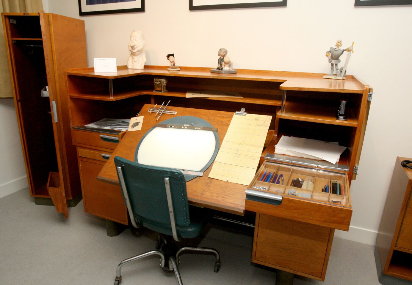 To celebrate the 75th anniversary of the Walt Disney Studios in Burbank, the Walt Disney Archives restored Walt Disney's original office suite, which was shown to members of the media on Tuesday, December 22, 2015. A smaller third office contains an original artist's desk. The space is located in the original Animation building and was occupied by Walt Disney from 1940 to 1966, when he passed away at the age of 65 from lung cancer. The permanent exhibit will be opened to Disney employees, cast members and studio visitors and it will be added to tours of the studio lot that gold members of the official fan club, D23, can take.