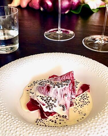 Beets and caviar at Mirazur in Menton, France