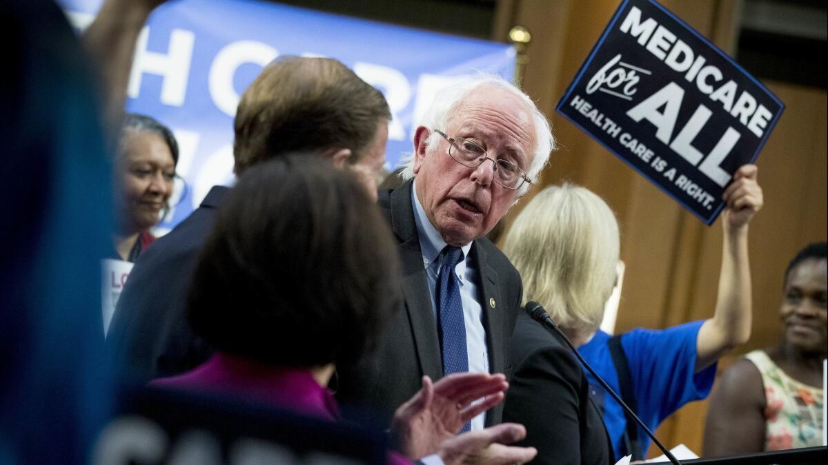 Sen. Bernie Sanders, I-Vt., unveils Medicare for All legislation on Capitol Hill in Washington on Sept. 13, 2017.