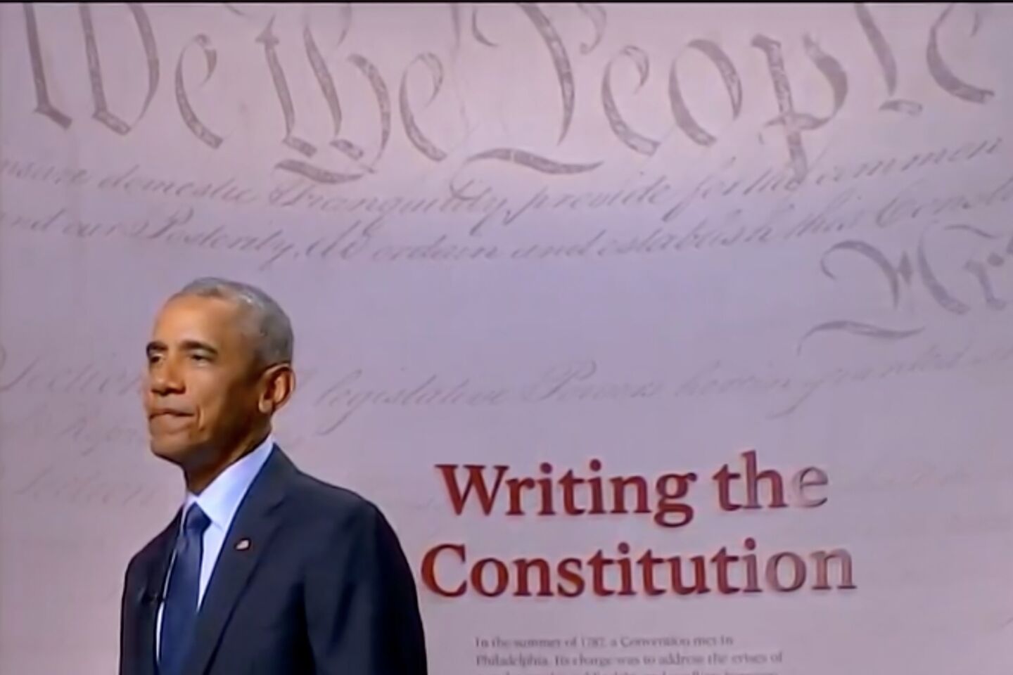 Former President Obama addresses the Democratic National Convention.
