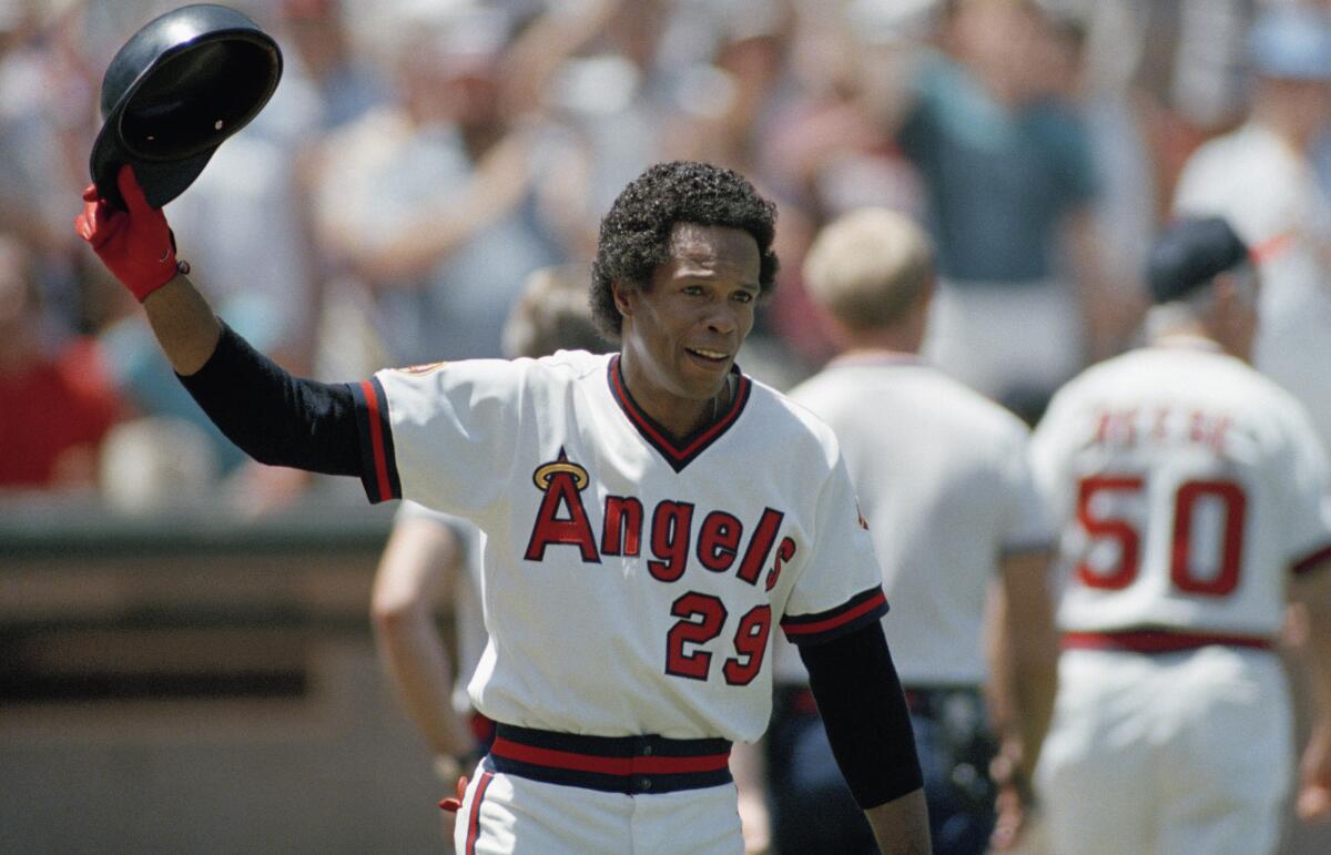 Rod Carew acknowledges fans after his 3,000th career hit in 1985.