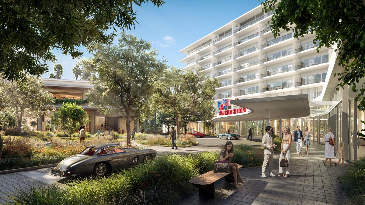 The Beverly Hilton hotel will receive renovations as part of the project.