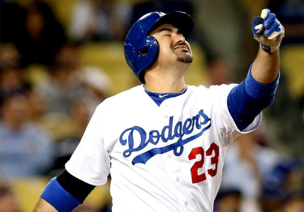 Dodgers first baseman Adrian Gonzalez will miss his third consecutive start because of neck stiffness.