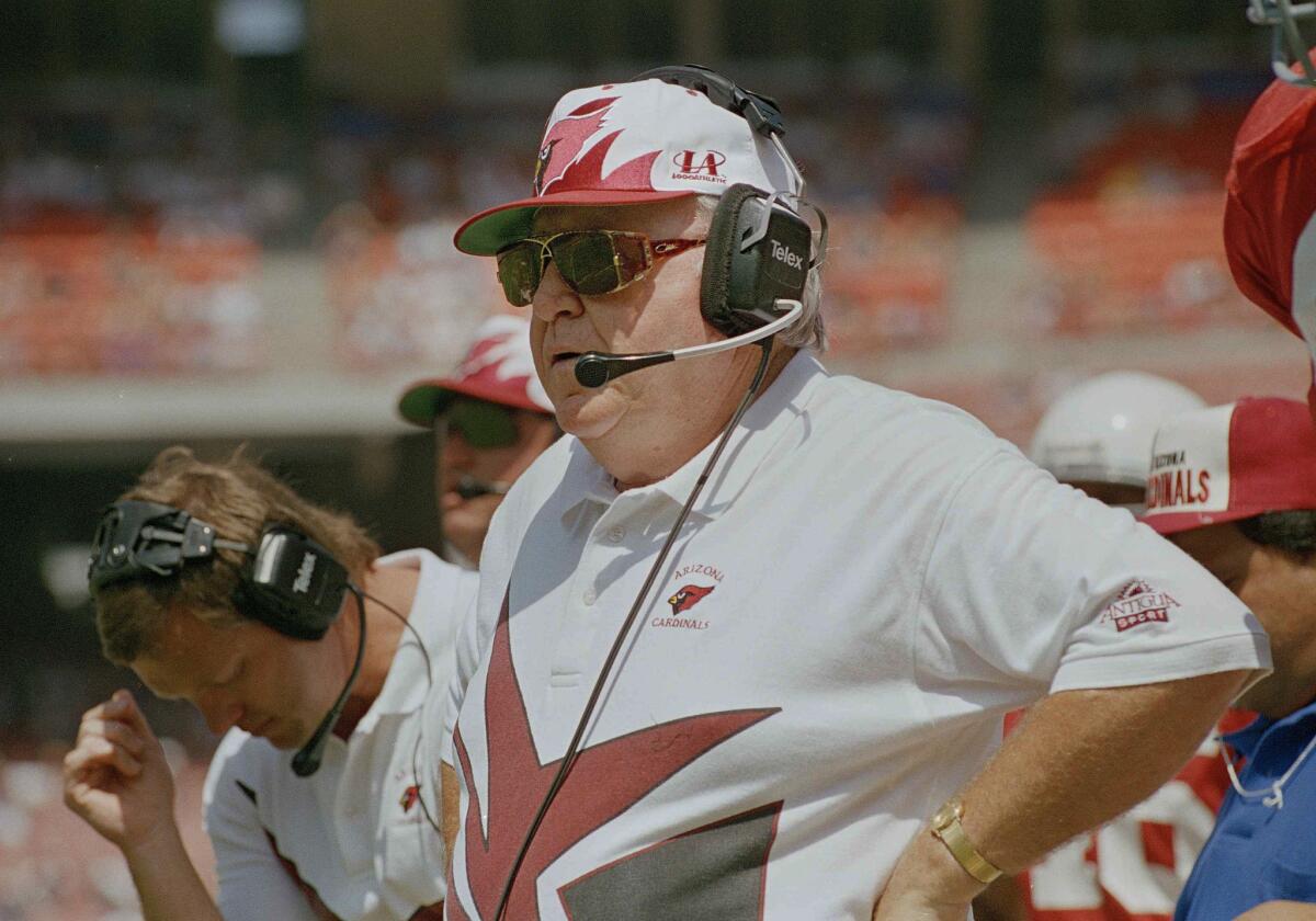 Buddy Ryan, shown here coaching the Arizona Cardinals in 1994, spent his later years taking care of his wife, who had Alzheimer's disease.