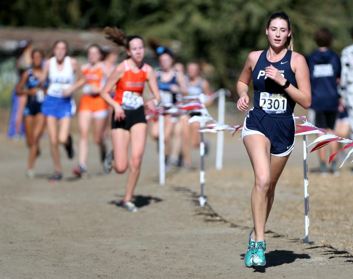 Flintridge Prep senior Liana Morrissey ran in the girls division 5 CIF Southern Section Cross Country Finals, at Riverside City Cross-Country Course in Riverside on Saturday, Nov. 23, 2019.