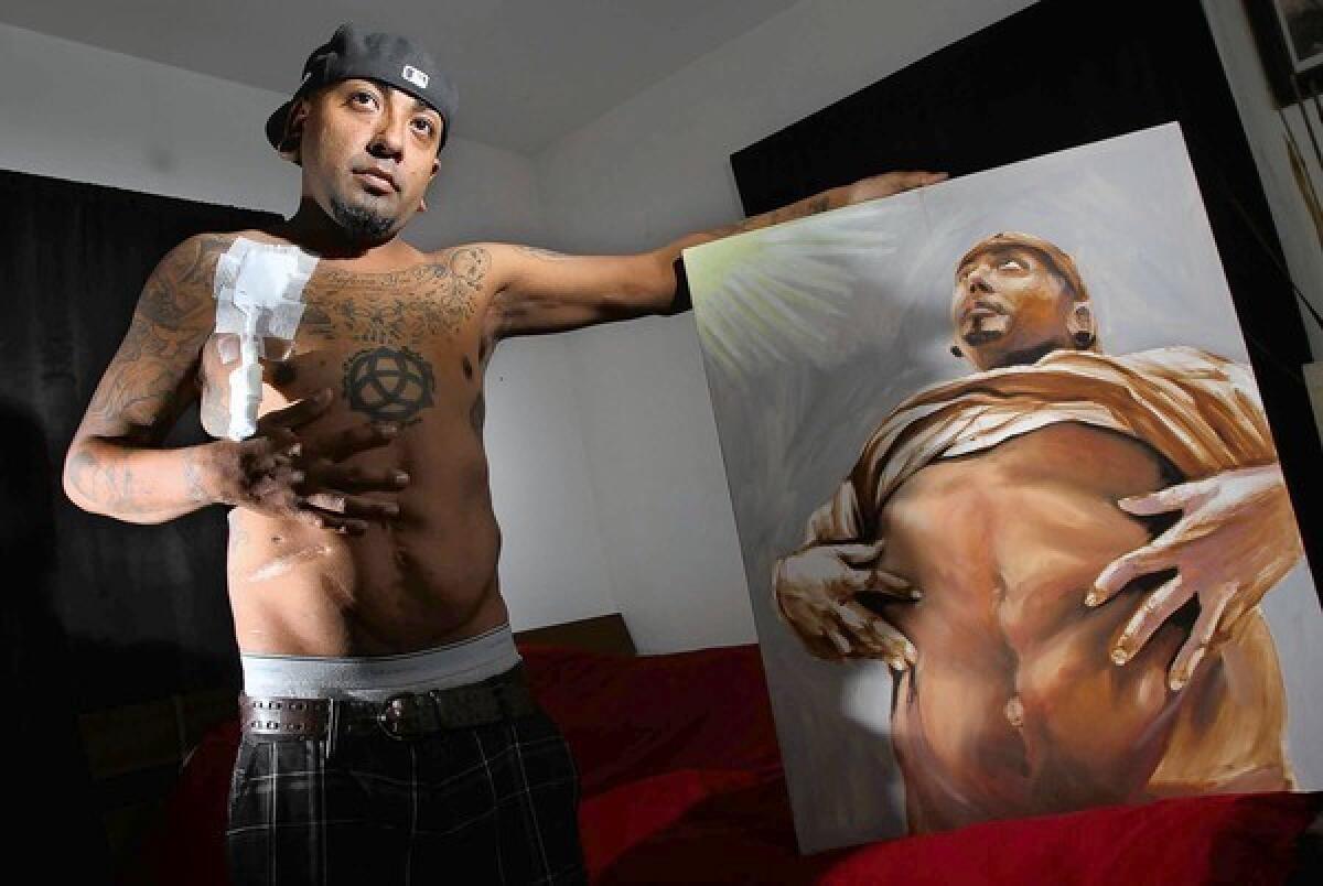 David Trujillo shows a self-portrait. Trujillo, 29, was diagnosed after birth with renal dysplasia — his kidneys were too small. “David’s unlucky,” his surgeon said. “But he’s also lucky,” referring to his four transplants.
