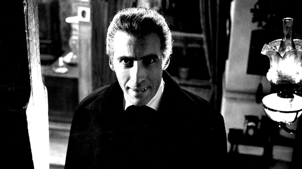 Christopher Lee in the movie "Horror of Dracula."