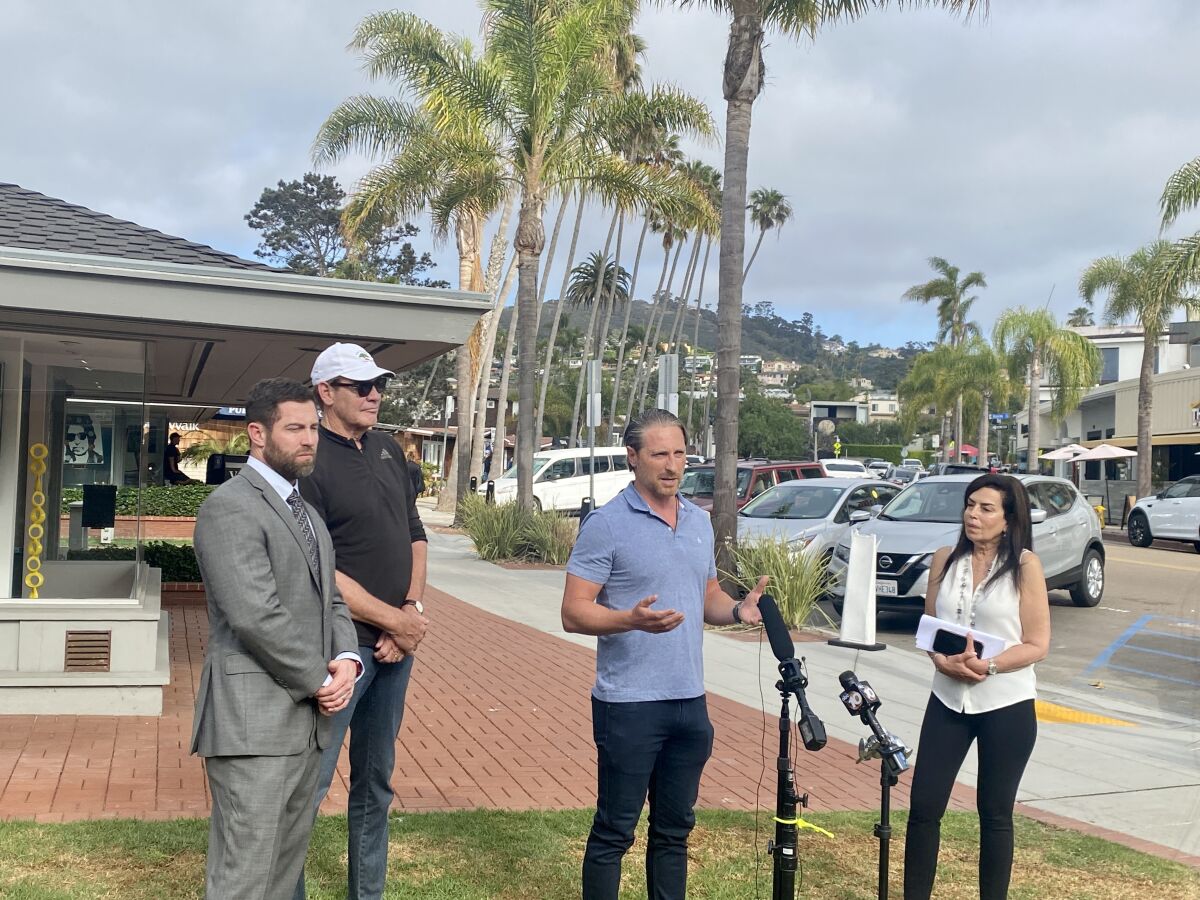 Jim Heffner, Jack McGrory, Brett Murphy and Deborah Marengo (from left) are still working on a fireworks show in La Jolla.