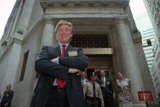 FILE - Developer Donald Trump poses for photos outside the New York Stock Exchange after the listing of his stock on Wednesday, June 7, 1995, in New York. He took his flagship Trump Plaza Casino public, offering 10 million shares of common stock at an estimated price of $14 per share. (AP Photo/Kathy Willens, File)