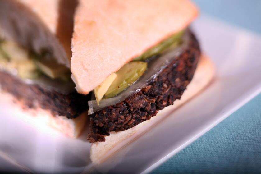Veggie burgers from North Peak Brewing Co. in Traverse City, Mich., are made with black beans and portobello mushrooms. Recipe