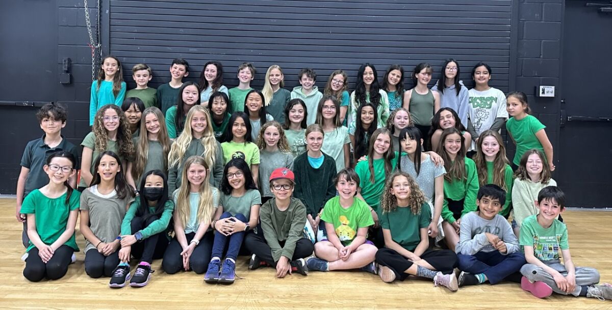 The Carmel Del Mar cast (4th to 6th grade students) of “The Wizard of Oz: Youth Edition.”