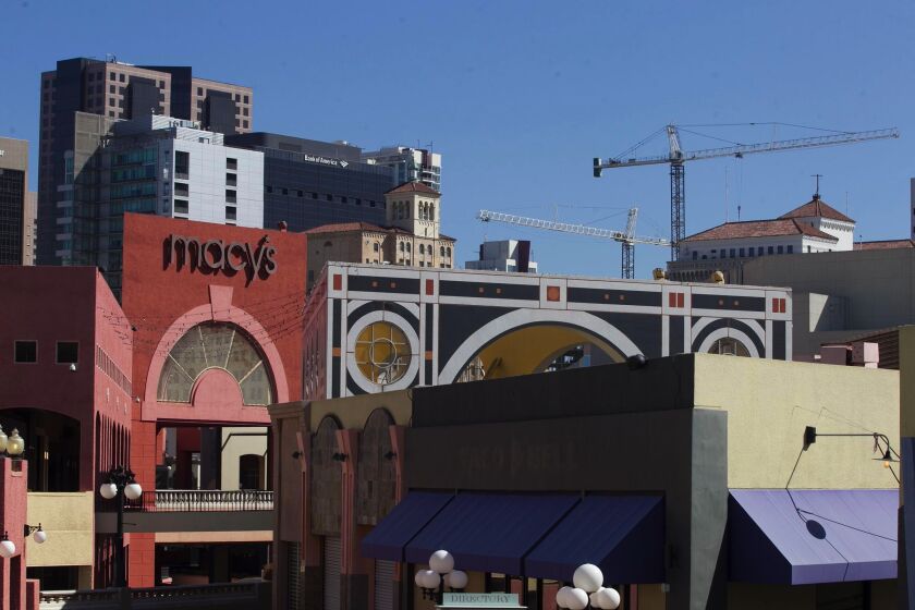Macy’s wants to stop a developer from making Horton Plaza into a mixed-use office campus, saying in its lawsuit that the planned use violates its lease. The suit could put the project at risk. John Gibbins  U-T