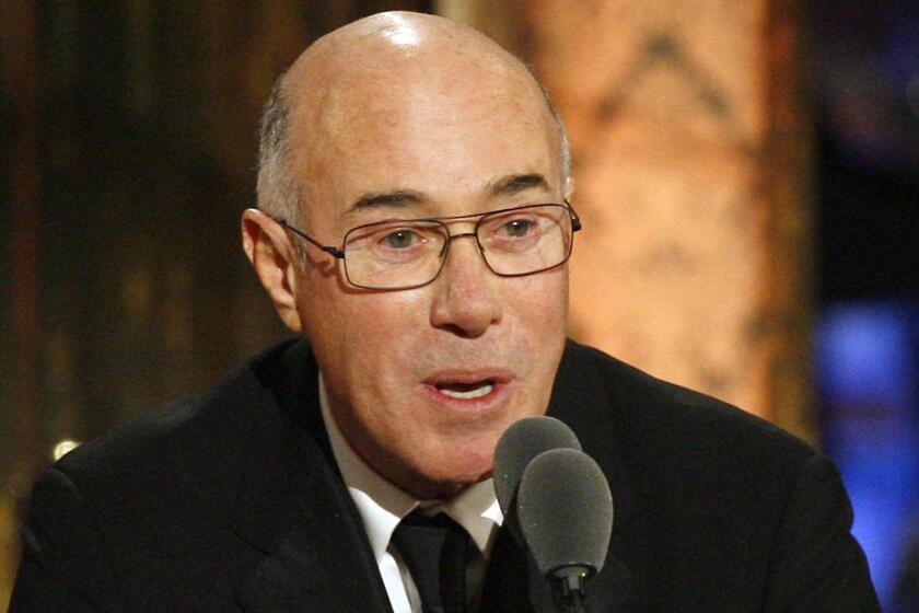 FILE - This March 15, 2010 file photo shows music and movie mogul David Geffen speaking during the Rock and Roll Hall of Fame induction ceremony in New York. Geffen has donated $100 million to New YorkÃs Lincoln Center for the Performing Arts. The performing arts building, long known as Avery Fisher Hall, will be renamed David Geffen Hall in September. The music and movie mogul is a native New Yorker and a longtime philanthropist. Geffen said in a statement Wednesday, March 4, 2015, that Lincoln Center is a Ã¬beacon to artists and musicians around the world.Ã® (AP Photo/Jason DeCrow, file)