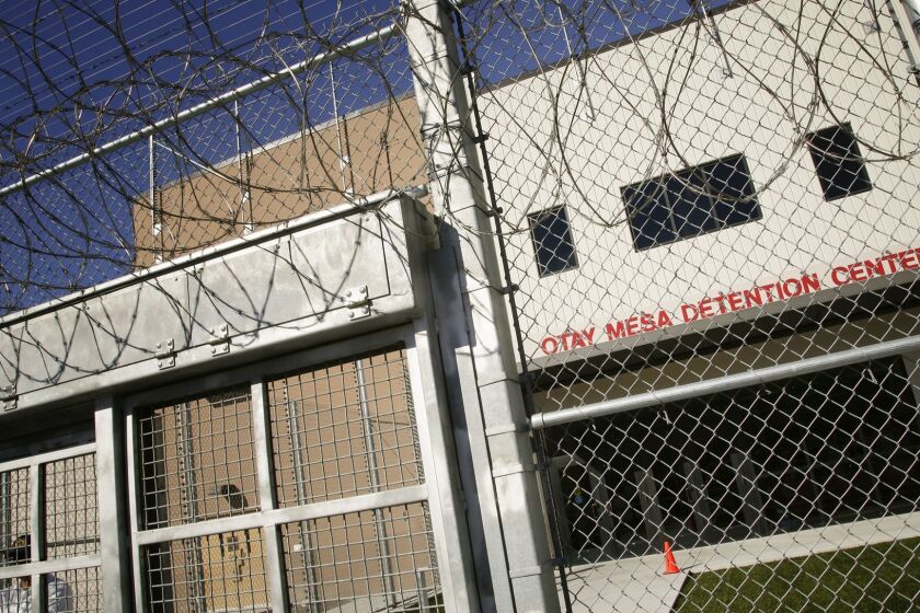 The front main entrance to Otay Mesa Detention Center in south San Diego. Immigration officials have asked permission to destroy records of sexual abuse, death and solitary confinement, among others, in detention facilities. (Nelvin C. Cepeda/San Diego News-Tribune/TNS) ** OUTS - ELSENT, FPG, TCN - OUTS **