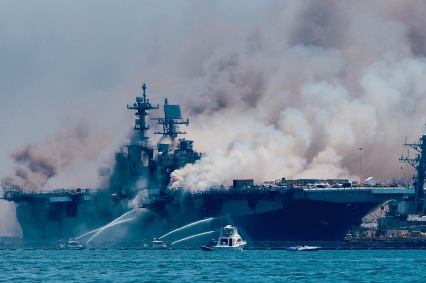 Bonhomme Richard, its fate uncertain, would be one of largest ships Navy has lost - The San Diego Union-Tribune