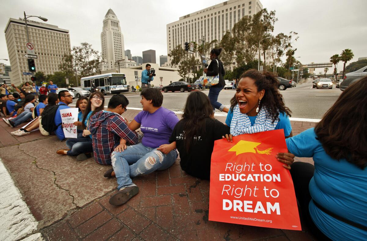 More than 150 students rallied in downtown Los Angeles in 2012 to voice their support for President Obama's decision to halt the deportation of young immigrants who are in the country illegally.