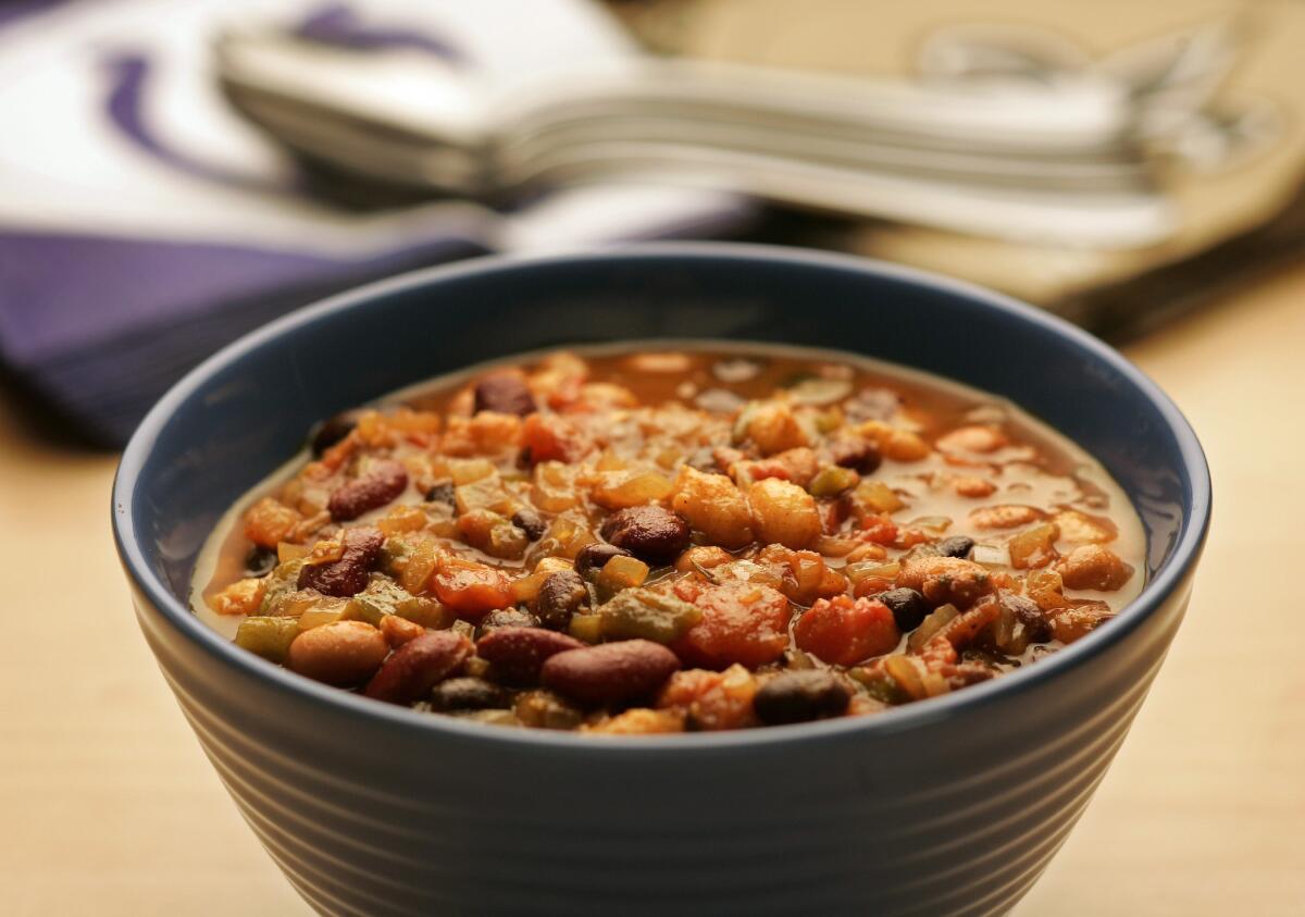 Recipe: Three-bean and hominy chili