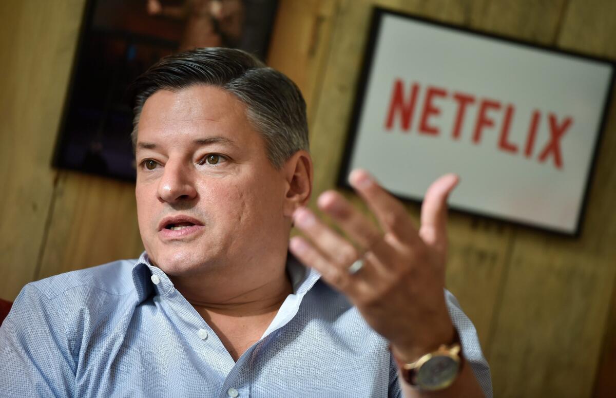 Ted Sarandos, chief content officer of Internet streaming provider Netflix Inc., presents details of the German start of the service during a press talk in Berlin on Sept. 16.