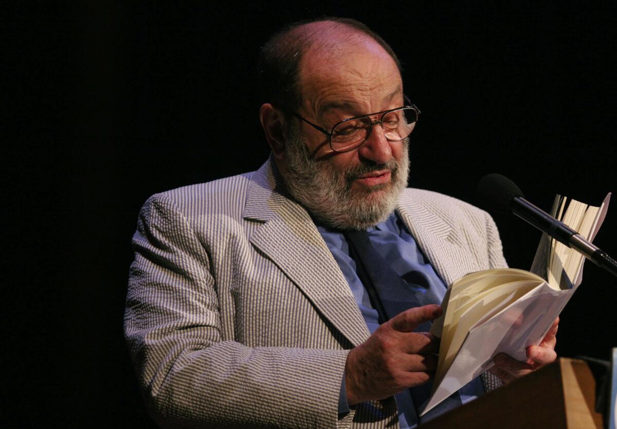 Umberto Eco reads from his work. His new novel will be published in the U.S. this fall.