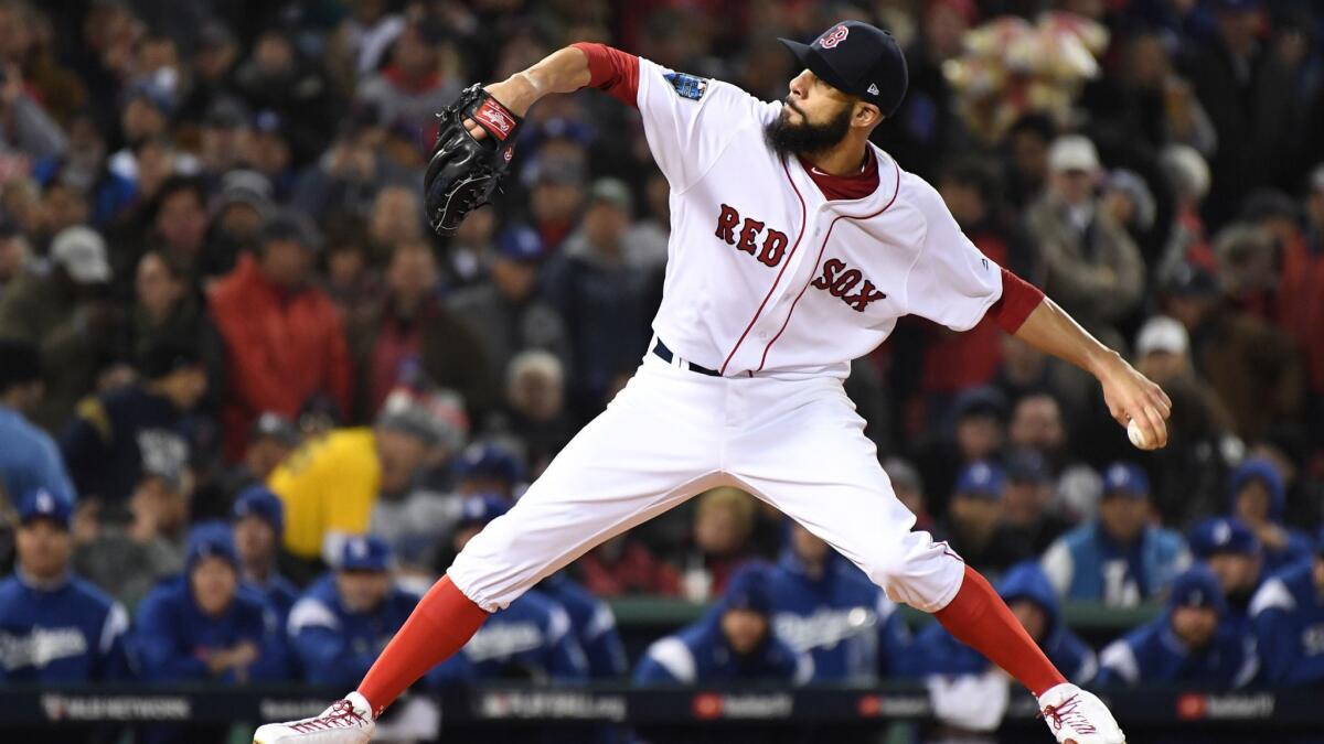 Red Sox pitcher David Price throws in the first inning.