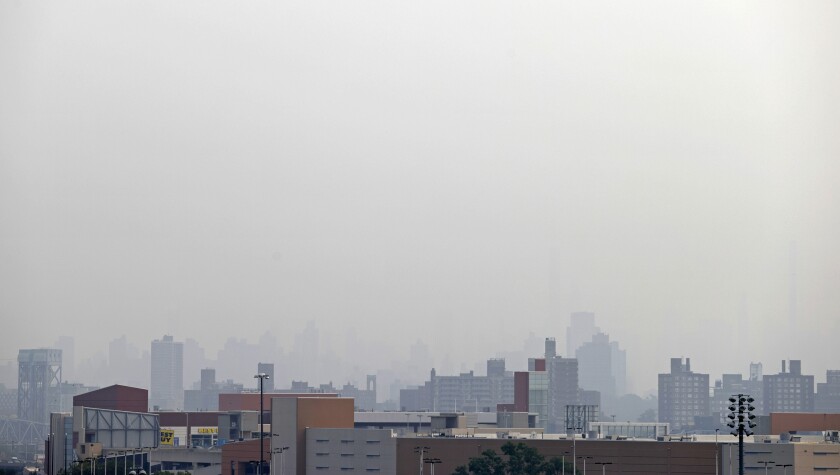View of Manhattan in haze