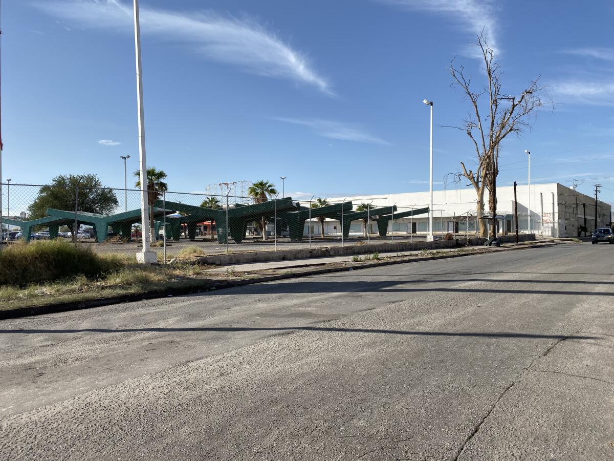The site of a proposed federal shelter in Mexicali was once a Soriana grocery store. Residents have opposed the shelter, which was set to open earlier this month.