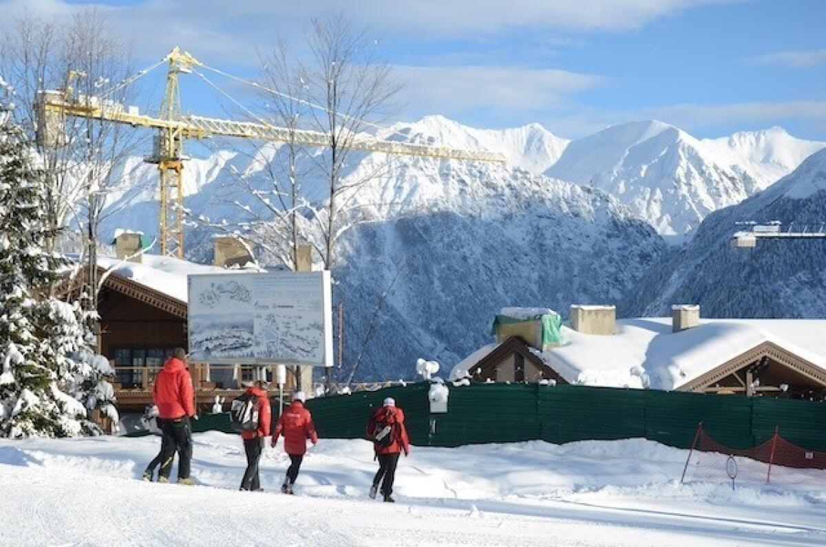 Construction continues at the Laura Cross-Country Ski and Biathlon Center in Krasnaya Polyana, where many events of the 2014 Sochi Olympics will be held.