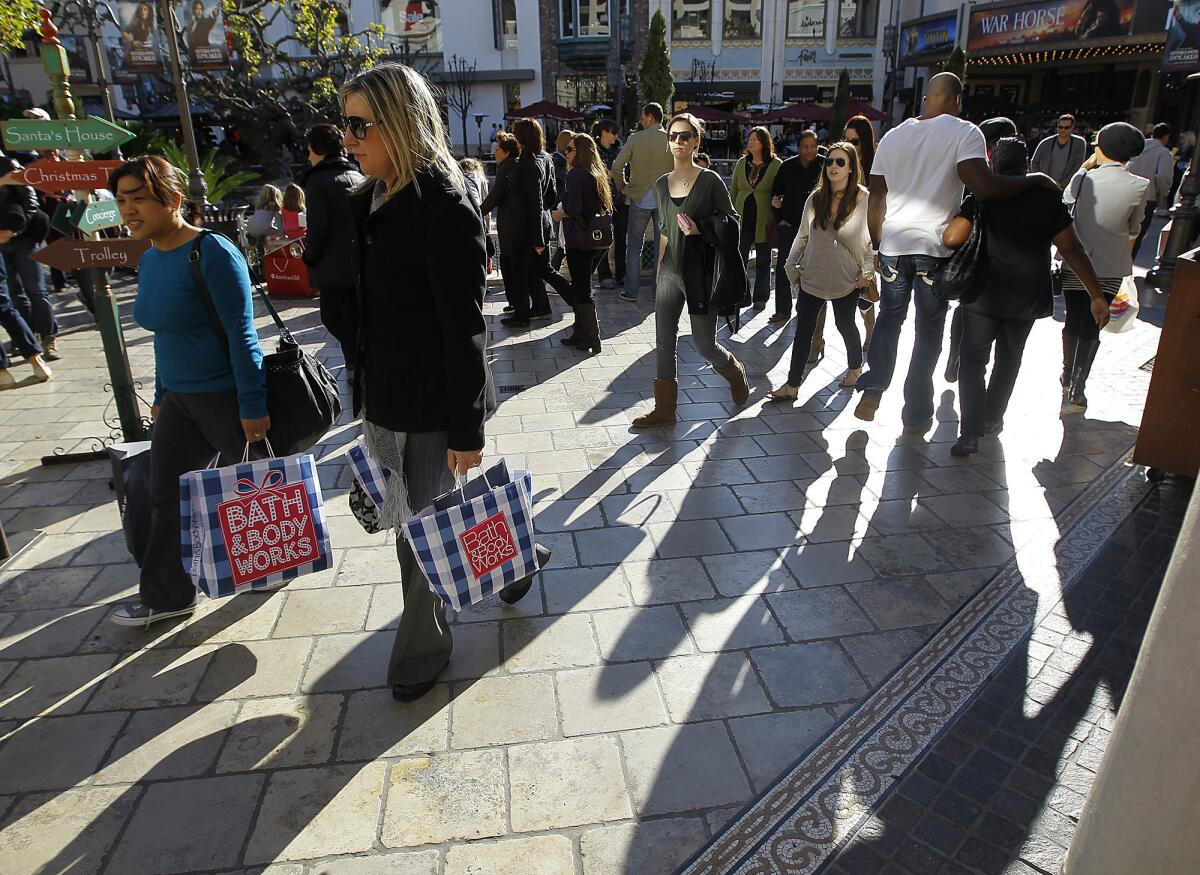 Shoppers at the Grove in December 2011.