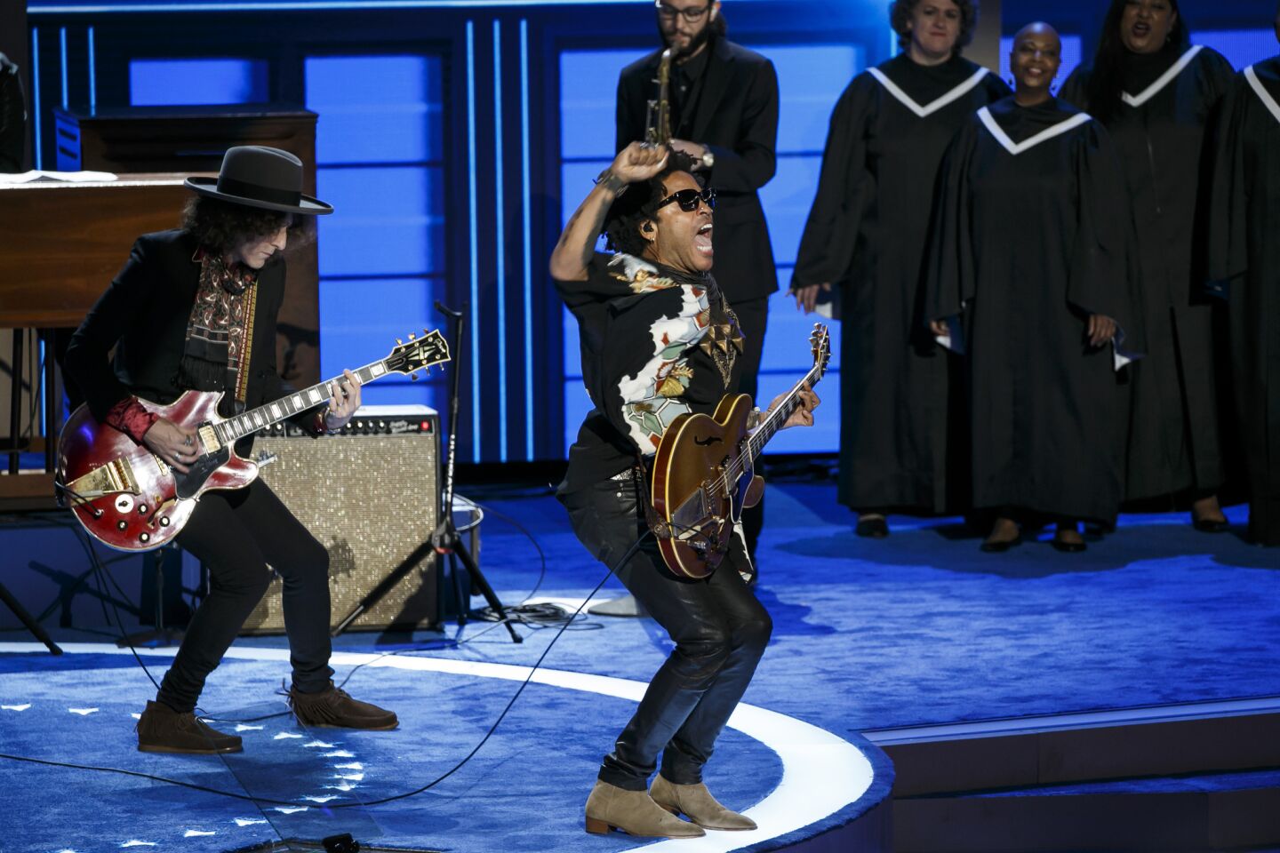 Lenny Kravitz performs at the 2016 Democratic National Convention in Philadelphia.