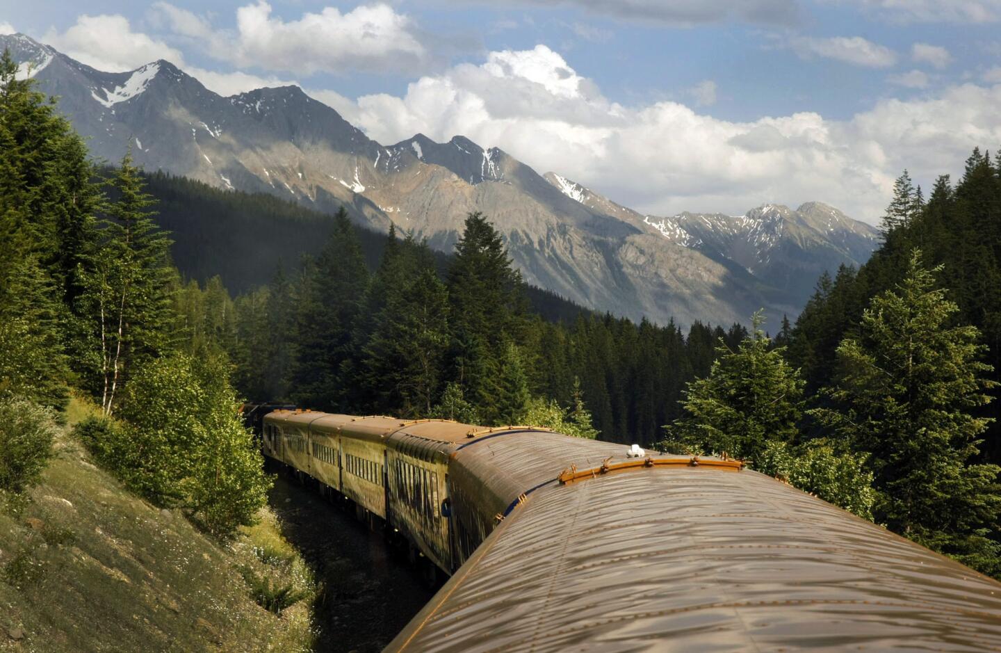 View out the bubble-top of the 20-car Rocky Mountaineer as it winds through British Columbia, on the way to Alberta, and Banff.