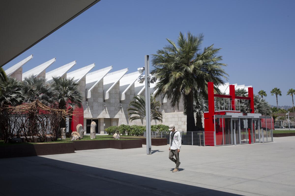 LACMA's Resnick Pavilion is one of the few buildings still open as the museum prepares for construction. Admission fees? The same as usual.