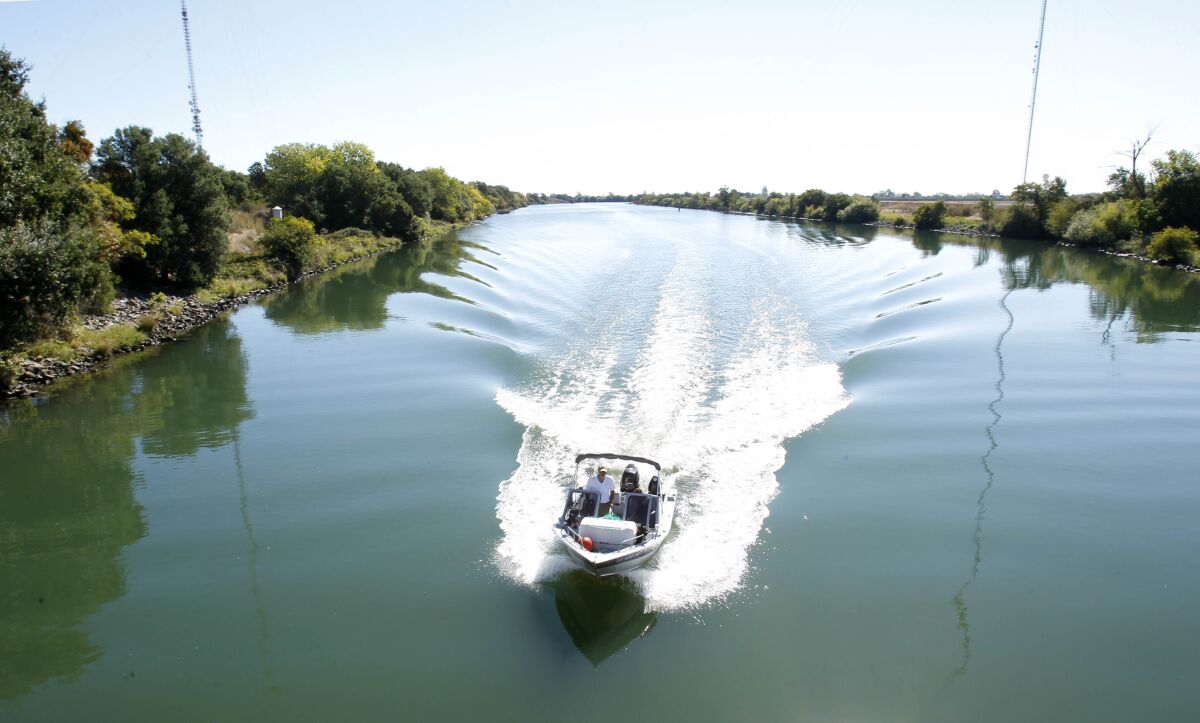 A boat on the the Sacramento-San Joaquin Delta