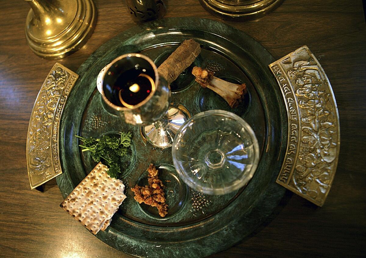 A traditional Passover Seder plate 