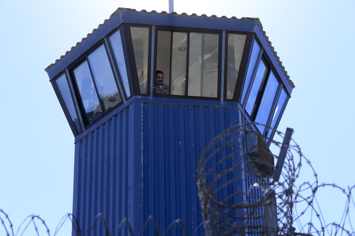 A guard watches from a tower at Pelican Bay State Prison in Crescent City.