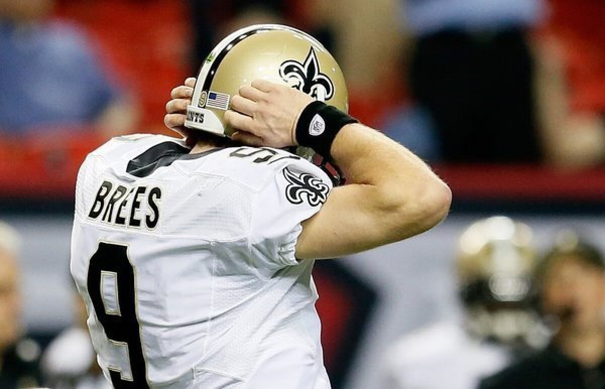 The final tally for Drew Brees on Thursday was: Touchdowns 0, Interceptions 5.