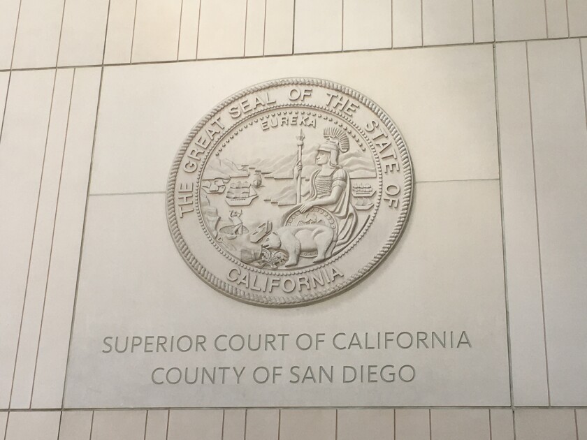 Superior Court of California's Courthouse seal in San Diego County