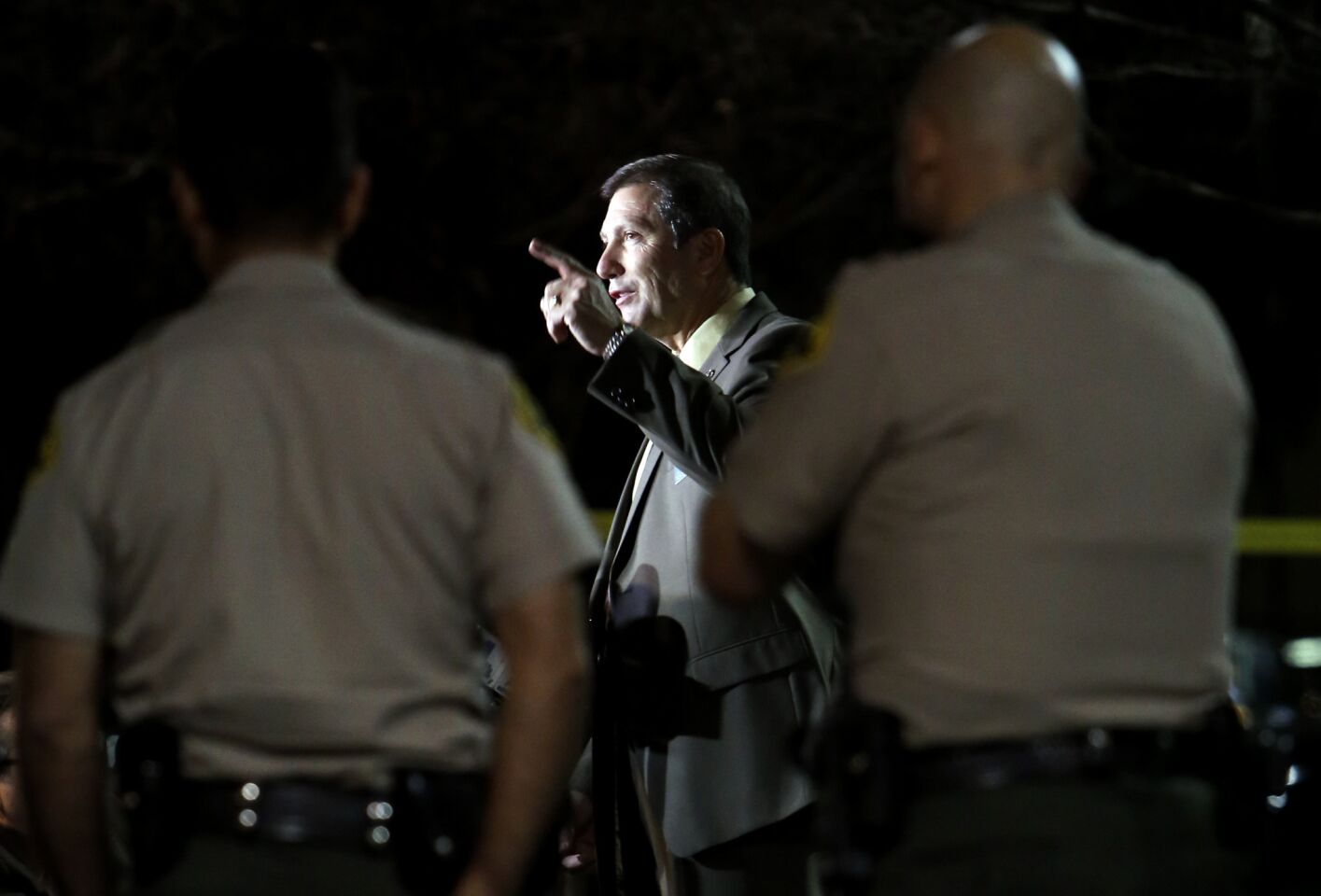 Lt. John Corina of the L.A. County Sheriff's Department at a news conference Thursday night on the hit-and-run involving music mogul Suge Knight. Investigators are treating it as a homicide.