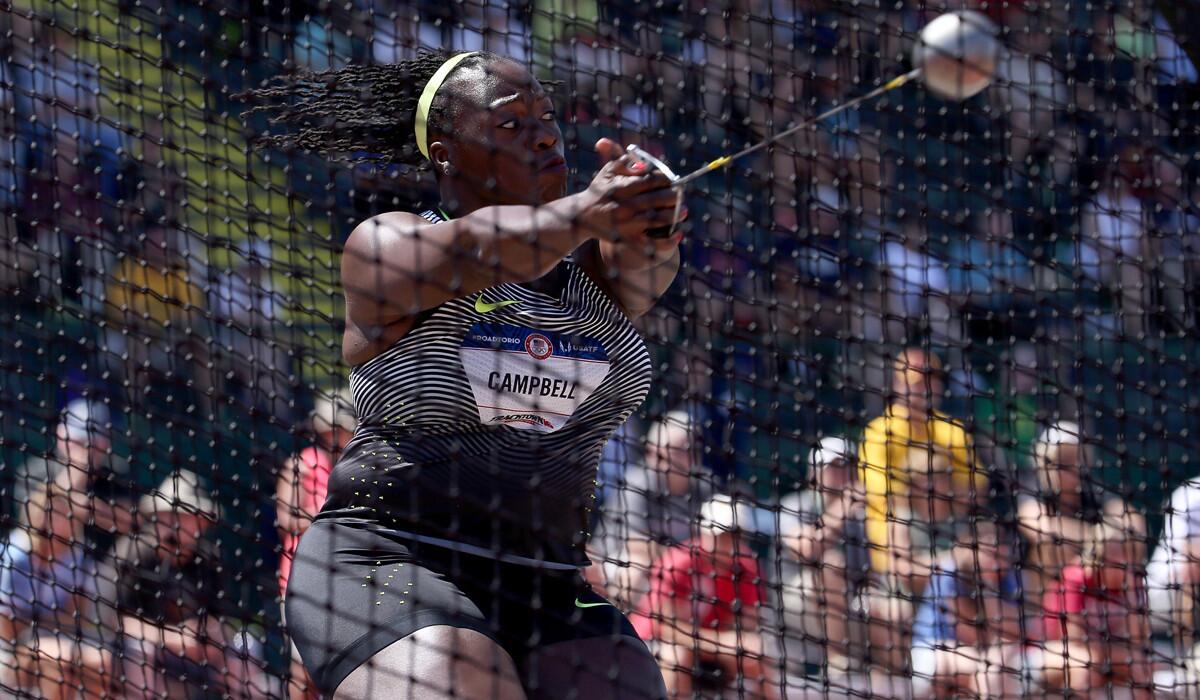 Amber Campbell won the women's hammer throw at the U.S. Olympic Track & Field Team Trials on Wednesday at Eugene, Ore.