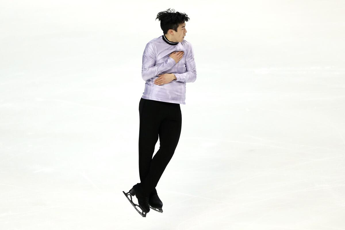 Nathan Chen performs his short program routine at the U.S. Figure Skating Championships on Jan. 25, 2020.