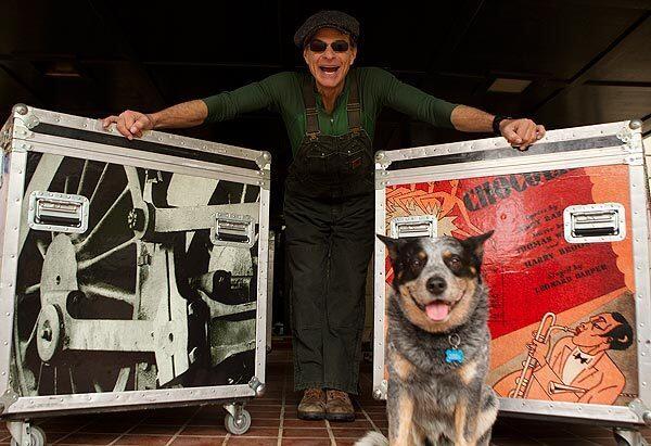 Van Halen frontman David Lee Roth and his dog Russell at their Pasadena home.