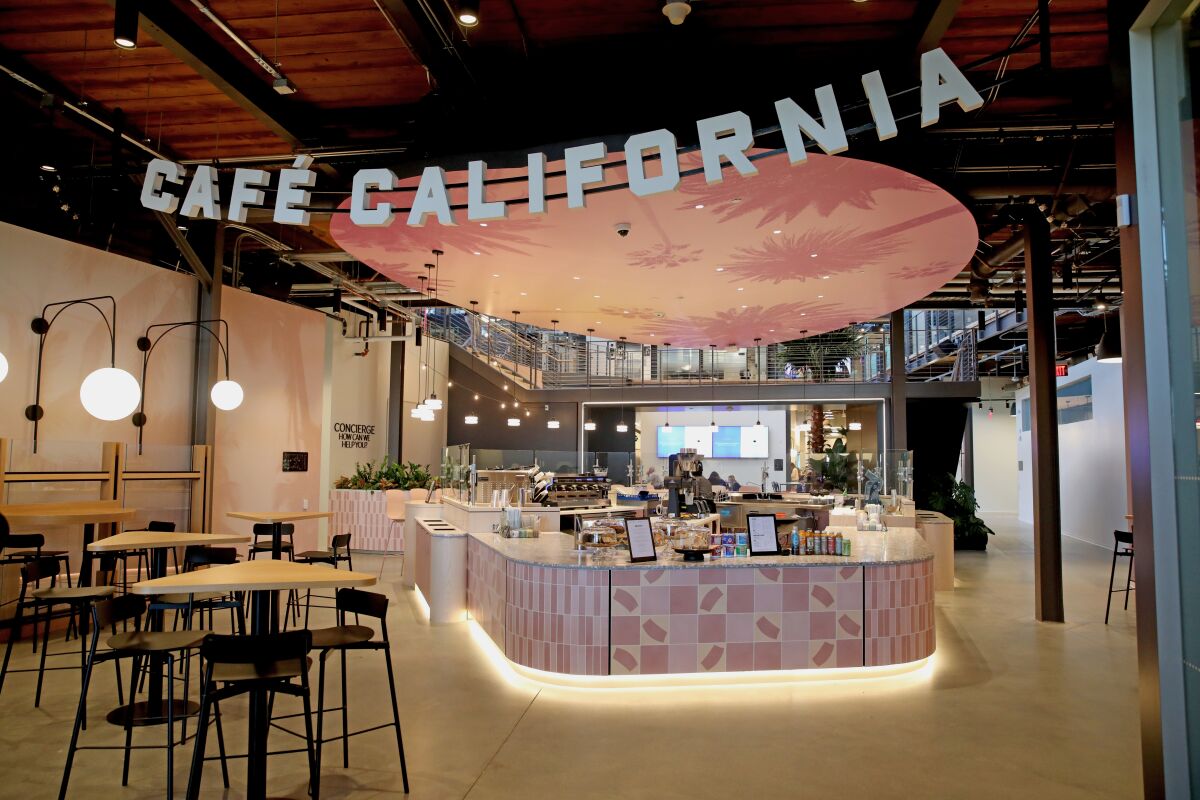 Cafe California coffee shop serves breakfast and pastries. 